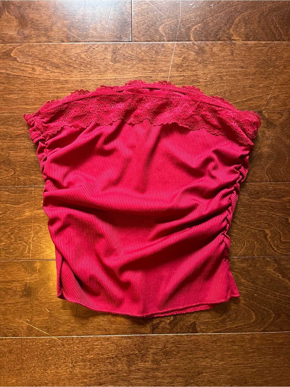 Women’s Lace Trim Strapless Tube Top - Fuchsia